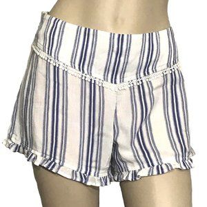 High Waisted Striped Festival Short Tassel Trim M
